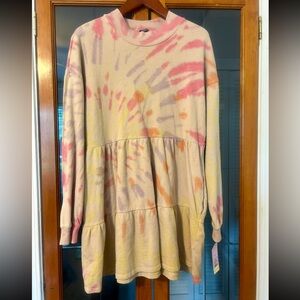 Wild Fable Pink and Cream Tie-Dye Top